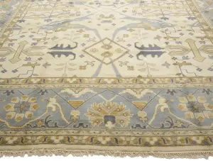 Ivory Floral Traditional 12x18 Oushak Oriental Rug