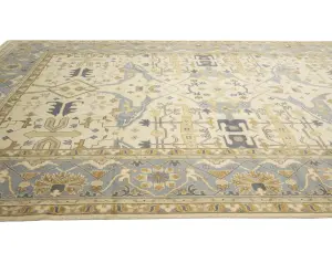 Ivory Floral Traditional 12x18 Oushak Oriental Rug