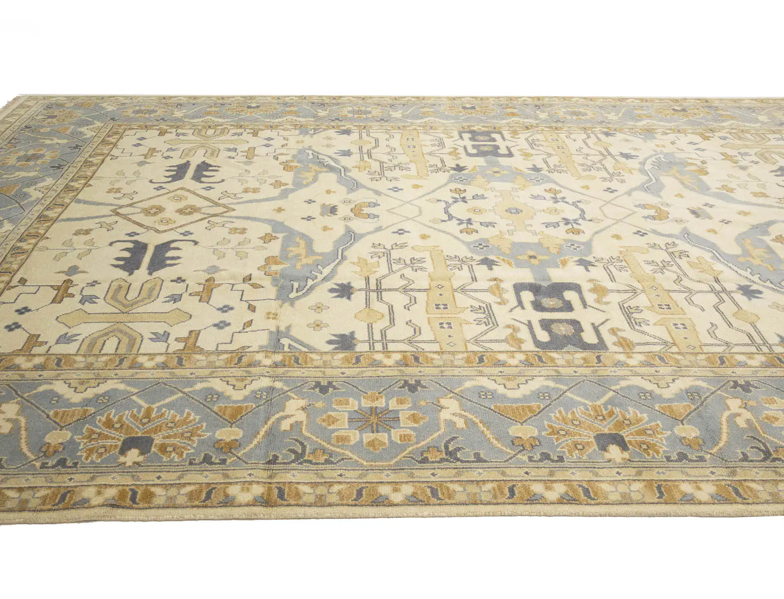 Ivory Floral Traditional 12x18 Oushak Oriental Rug
