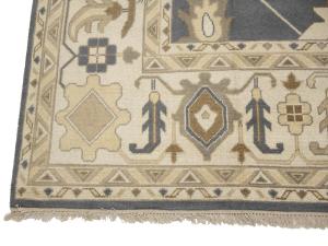 Slate Blue Floral Traditional 12x18 Oushak Oriental Rug