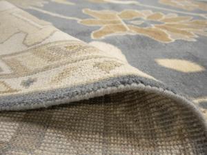 Slate Blue Floral Traditional 12x18 Oushak Oriental Rug
