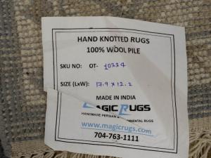 Slate Blue Floral Traditional 12x18 Oushak Oriental Rug