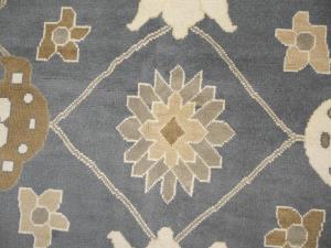 Slate Blue Floral Traditional 12x18 Oushak Oriental Rug