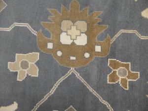 Slate Blue Floral Traditional 12x18 Oushak Oriental Rug