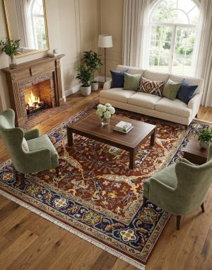 Rusty Red Floral 8X10 Oushak Chobi Oriental Rug