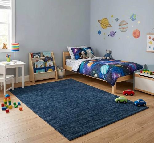 Steel Blue Solid Gabbeh Modern Rug in All Size