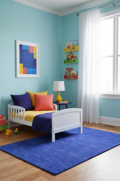 Royal Blue Solid Modern 3X5 Gabbeh Oriental Rug