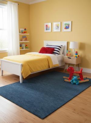 Steel Blue Modern Solid 4X6 Gabbeh Oriental Rug