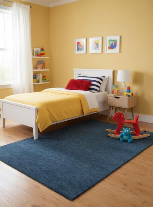 Steel Blue Modern Solid 4X6 Gabbeh Oriental Rug