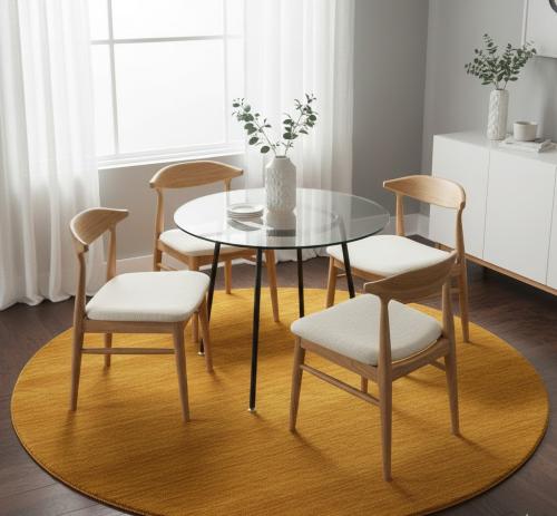 Orange Modern Solid 6X6 Gabbeh Oriental Round Rug