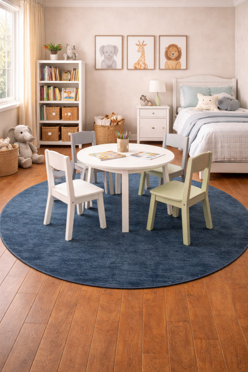 Steel Blue Modern Solid 6X6 Gabbeh Oriental Round Rug