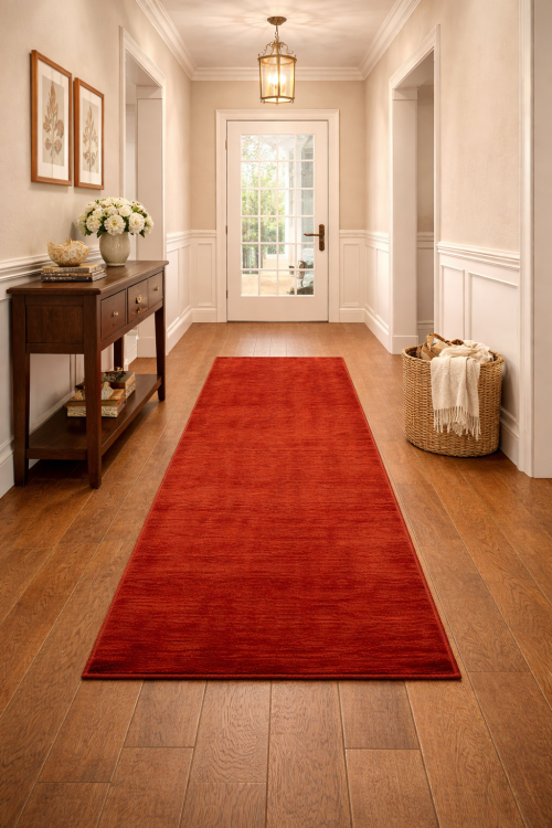 Orange Red Modern Solid 3X8 Gabbeh Oriental Runner Rug