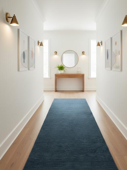 Steel Blue Modern Solid 3X8 Gabbeh Oriental Runner Rug