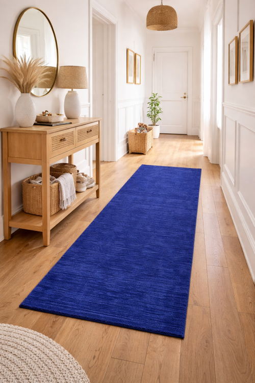 Solid Royal Blue Modern 3X8 Gabbeh Oriental Runner Rug