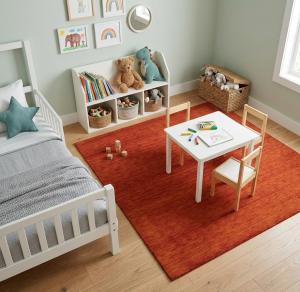 Orange Red Modern Solid 6X6 Gabbeh Oriental Square Rug