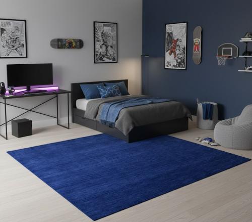 Solid Royal Blue Modern 6X6 Gabbeh Oriental Square Rug