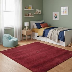 Maroon Red Modern Solid 6X6 Gabbeh Oriental Square Rug