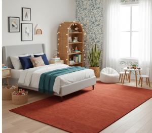 Orange Red Modern Solid 5X8 Gabbeh Oriental Rug