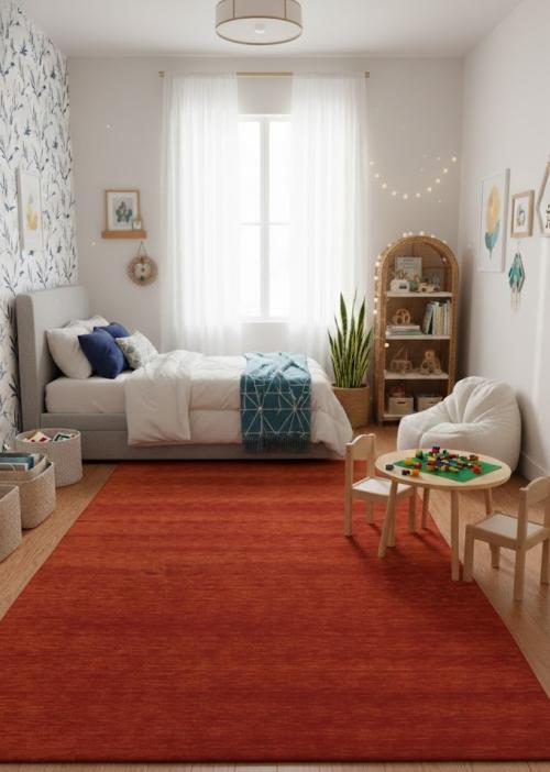 Orange Red Modern Solid 6X9 Gabbeh Oriental Rug