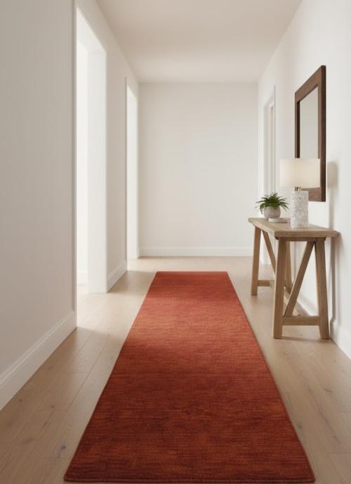 Orange Red Modern Solid 3X12 Gabbeh Oriental Runner Rug