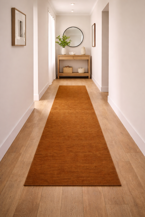 Orange Modern Solid 3X12 Gabbeh Oriental Runner Rug