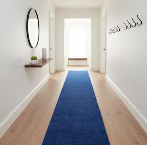 Solid Royal Blue Modern 3X12 Gabbeh Oriental Runner Rug
