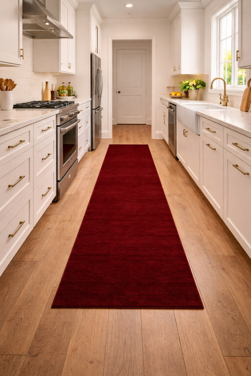 Maroon Red Modern Solid 3X12 Gabbeh Oriental Runner Rug