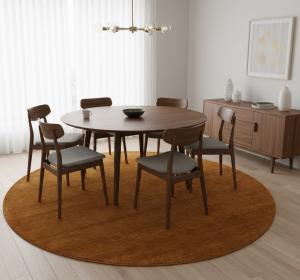 Orange Modern Solid 8X8 Gabbeh Oriental Round Rug