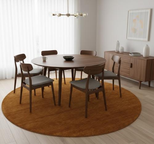 Orange Modern Solid 8X8 Gabbeh Oriental Round Rug