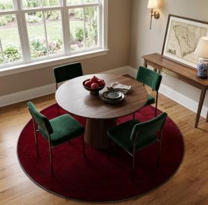 Maroon Red Modern Solid 8X8 Gabbeh Oriental Round Rug