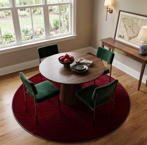 Maroon Red Modern Solid 8X8 Gabbeh Oriental Round Rug