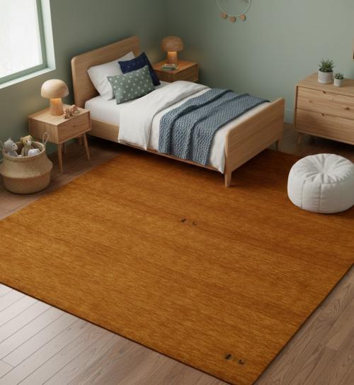 Orange Modern Solid 8X8 Gabbeh Oriental Square Rug