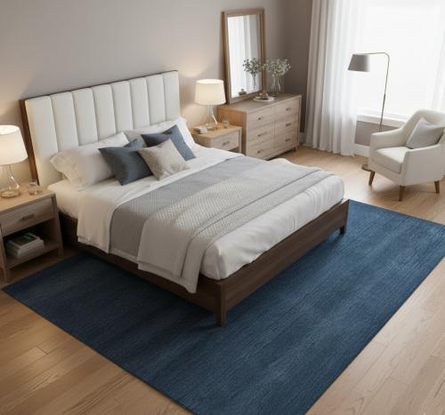 Steel Blue Modern Solid 8X8 Gabbeh Oriental Square Rug