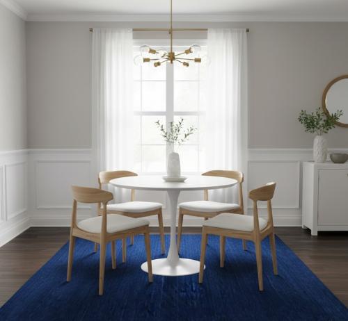 Solid Royal Blue Modern 8X8 Gabbeh Oriental Square Rug