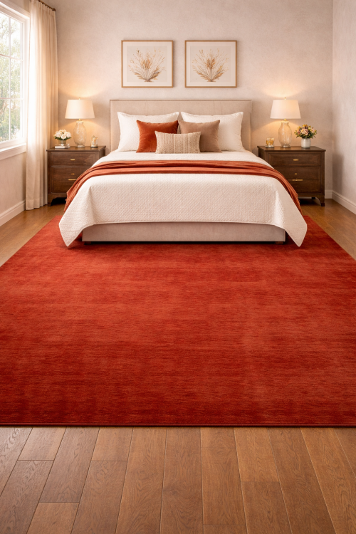 Orange Red Modern Solid 8X10 Gabbeh Oriental Rug