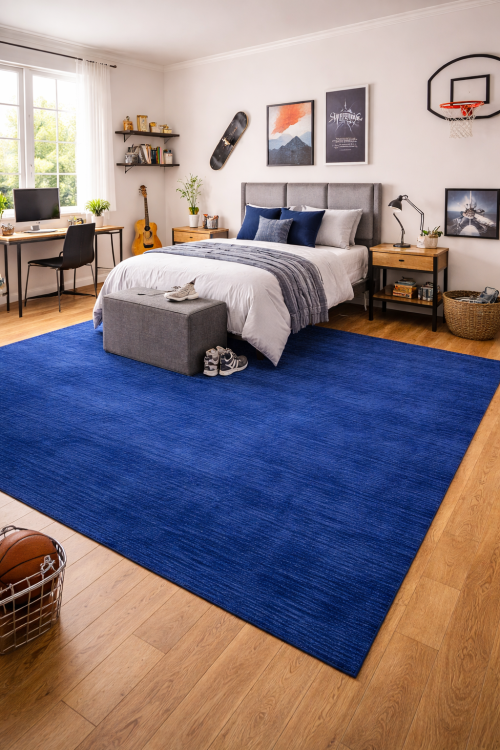 Solid Royal Blue Modern 9X12 Gabbeh Oriental Rug