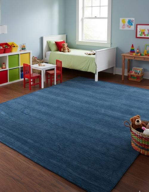 Steel Blue Modern Solid 9X12 Gabbeh Oriental Rug