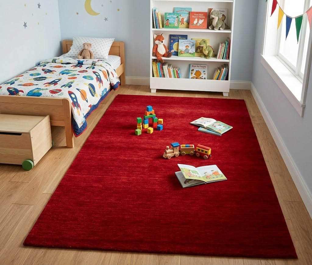 Cherry Red Solid Tribal Gabbeh Modern Rug in All Size - Image 3