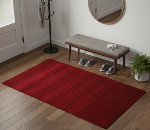Red 2x3 Solid Tribal Gabbeh Modern Oriental Rug
