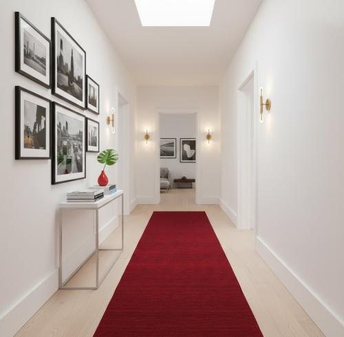 Red Modern Solid 3X8 Gabbeh Oriental Runner Rug