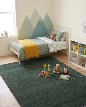 Dark Green Solid Gabbeh Modern Rug in All Size