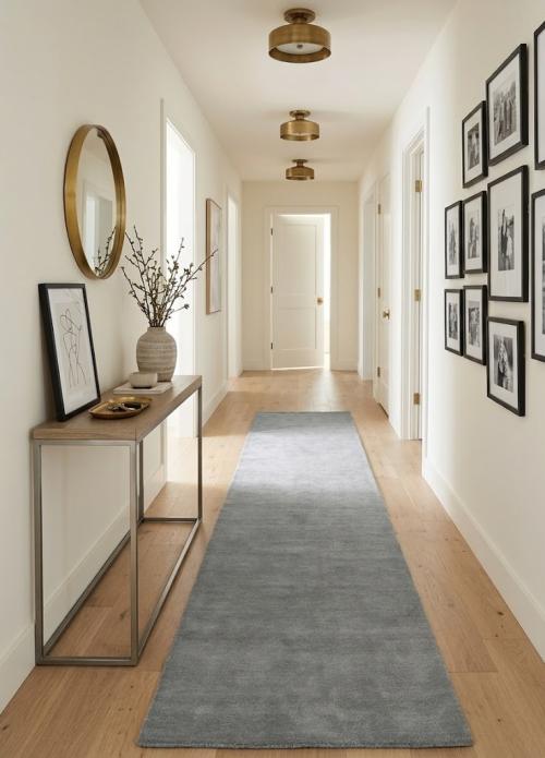 Gray Modern Solid 3X12 Gabbeh Oriental Runner Rug