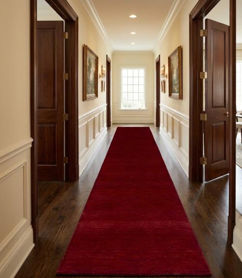 Red Modern Solid 3X10 Gabbeh Oriental Runner Rug