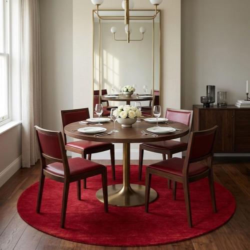 Red Modern Solid 6X6 Gabbeh Oriental Round Rug