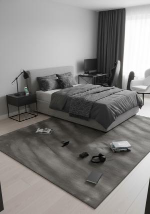 Gray Modern Solid 6X9 Gabbeh Oriental Rug