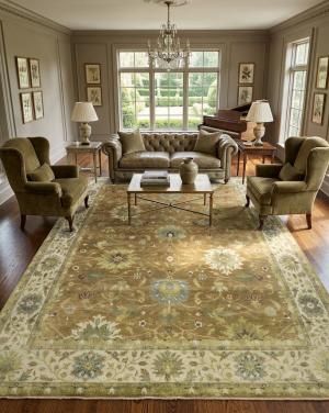 Rust Orange Floral 12X15 Osh Chobi Oriental Rug