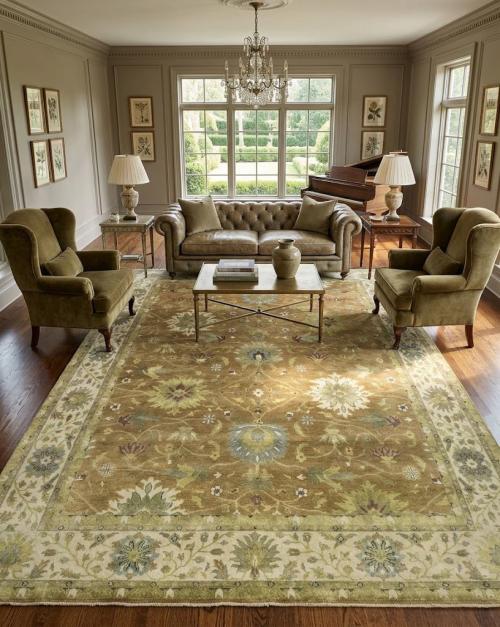 Rust Orange Floral 12X15 Osh Chobi Oriental Rug
