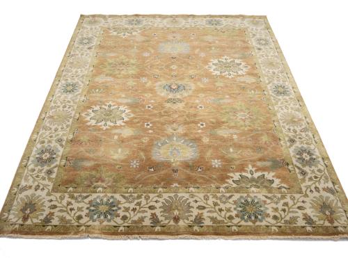 Rust Orange Floral 8X10 Oushak Chobi Oriental Rug