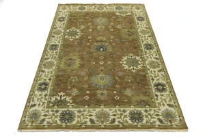Light Rust Floral 6x9 Osh Chobi Oriental Rug