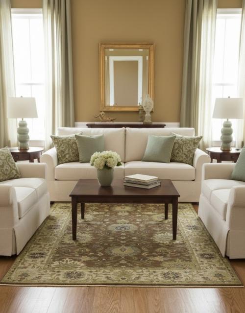 Light Rust Floral 6x9 Osh Chobi Oriental Rug